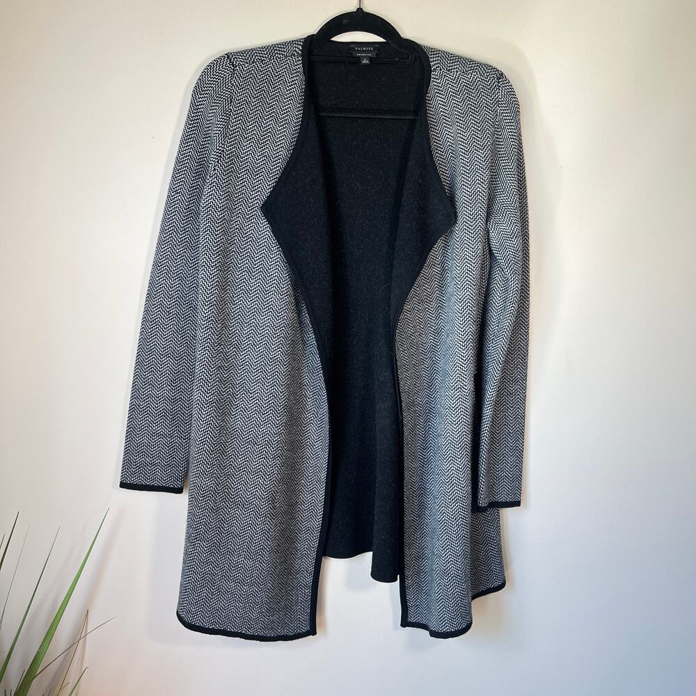 Talbots Drape Front Open Sweater Jacket Chevron M… - image 2
